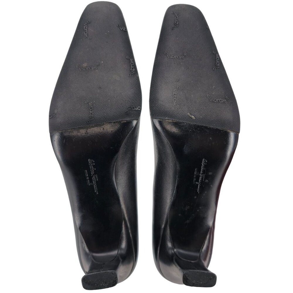 Vintage Salvatore Ferragamo Classic Black Leather Dress Heels Pump Women 8.5AAAA - Picture 5 of 15